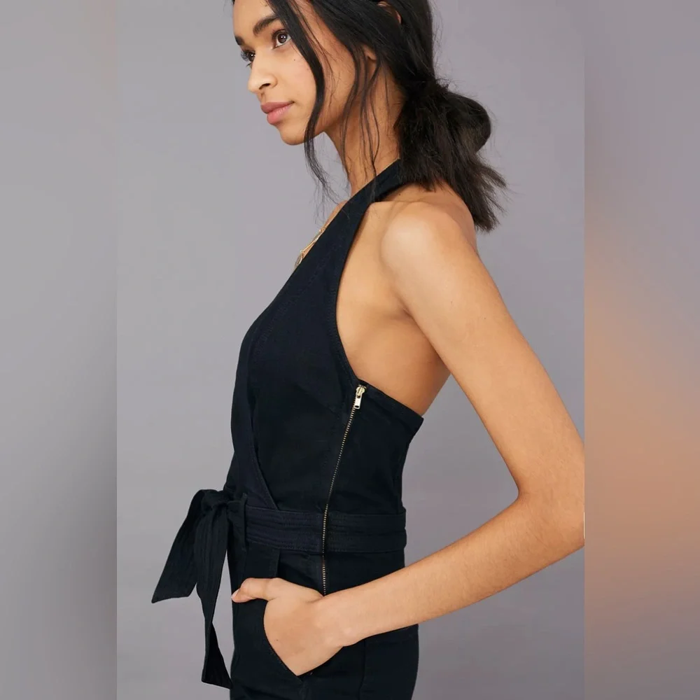 Mother The Halter Doozy Jumpsuit Black 26 Not Guilty EXCELLENT - Picture 2 of 16